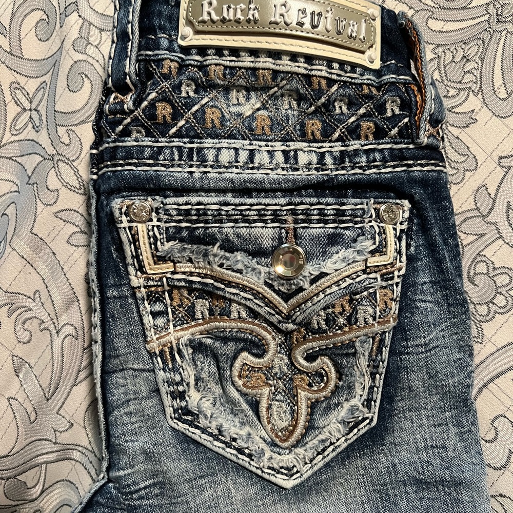 Rock Revival Dark Blue Embellished Women's Jeans